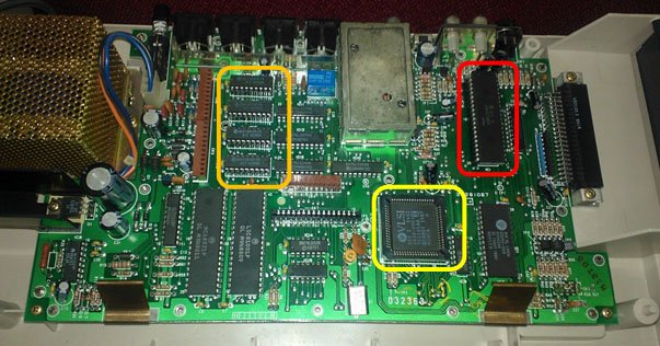 Color Computer 3 mother board sporting a 1987 GIME chip